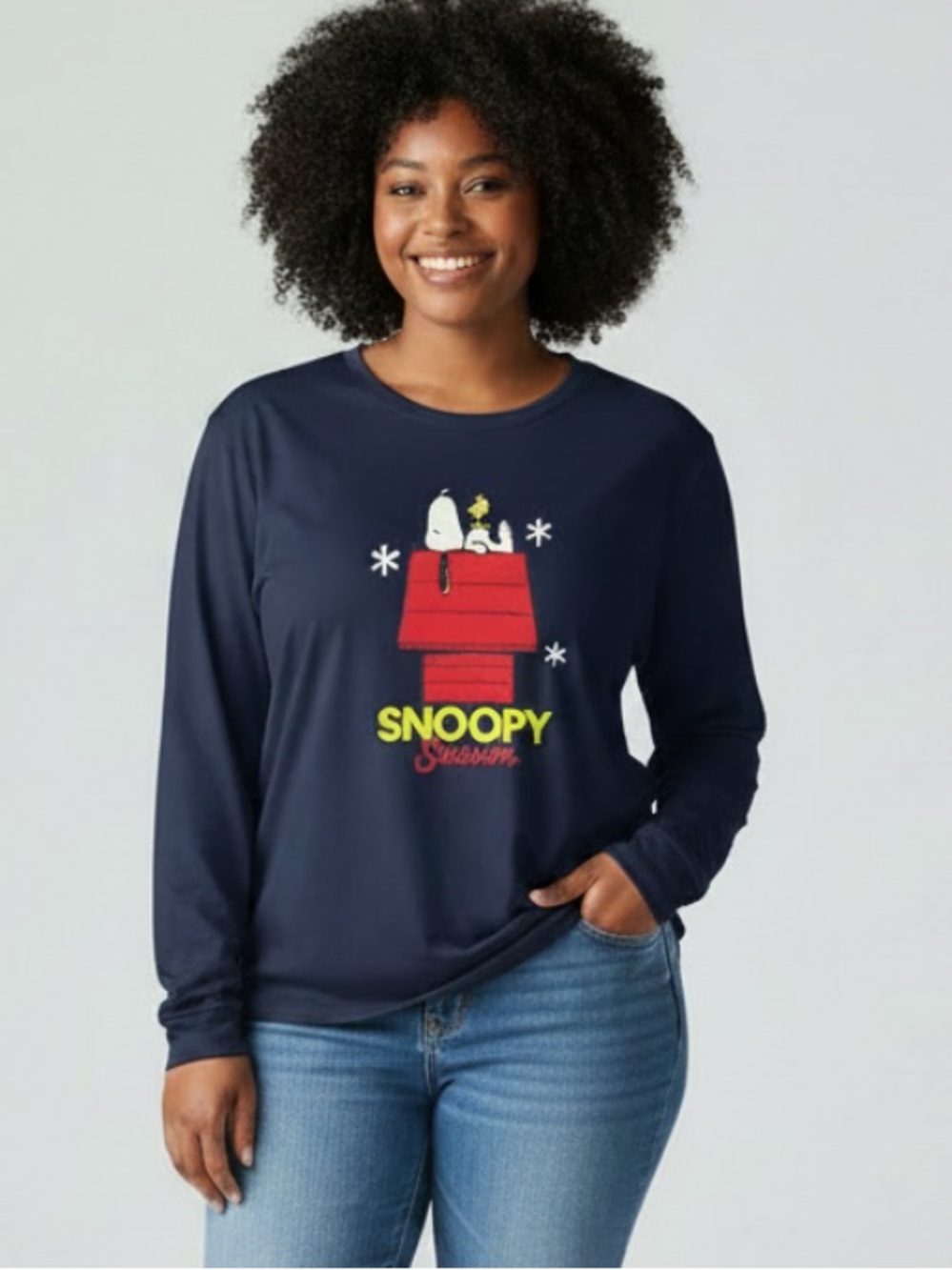 Peanuts Navy Snoopy & Woodstock Long Sleeve Tee